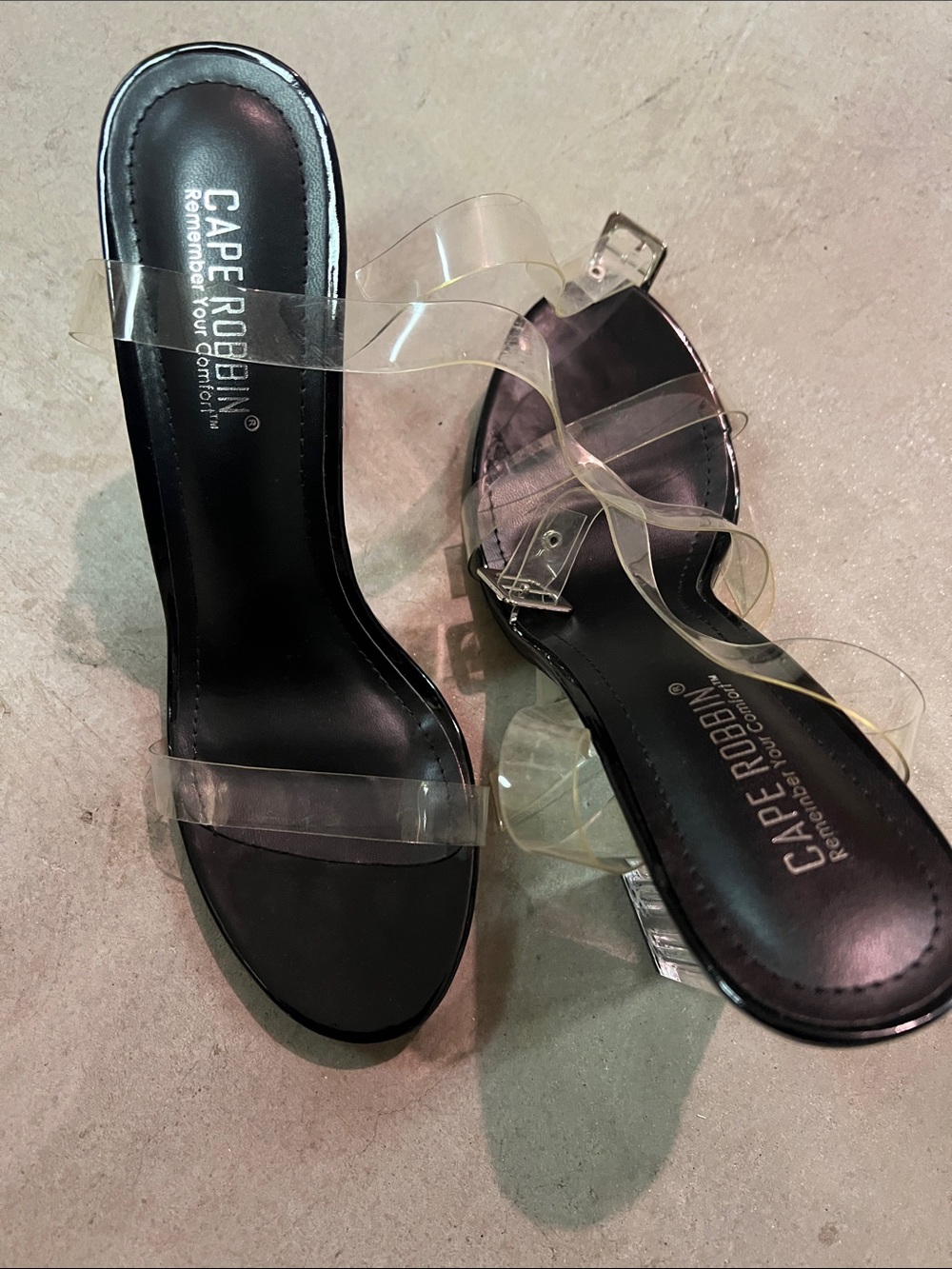 Cape Robbin Black Sandals with Clear Straps